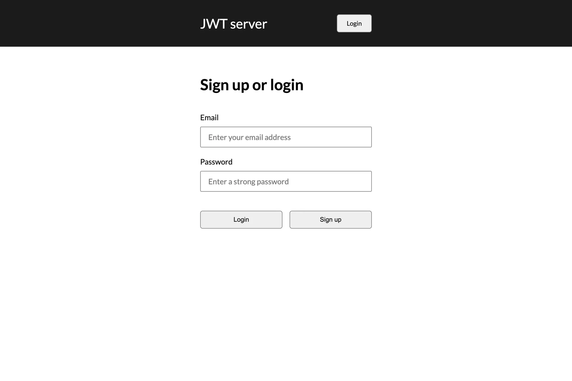 Sign up form before input.