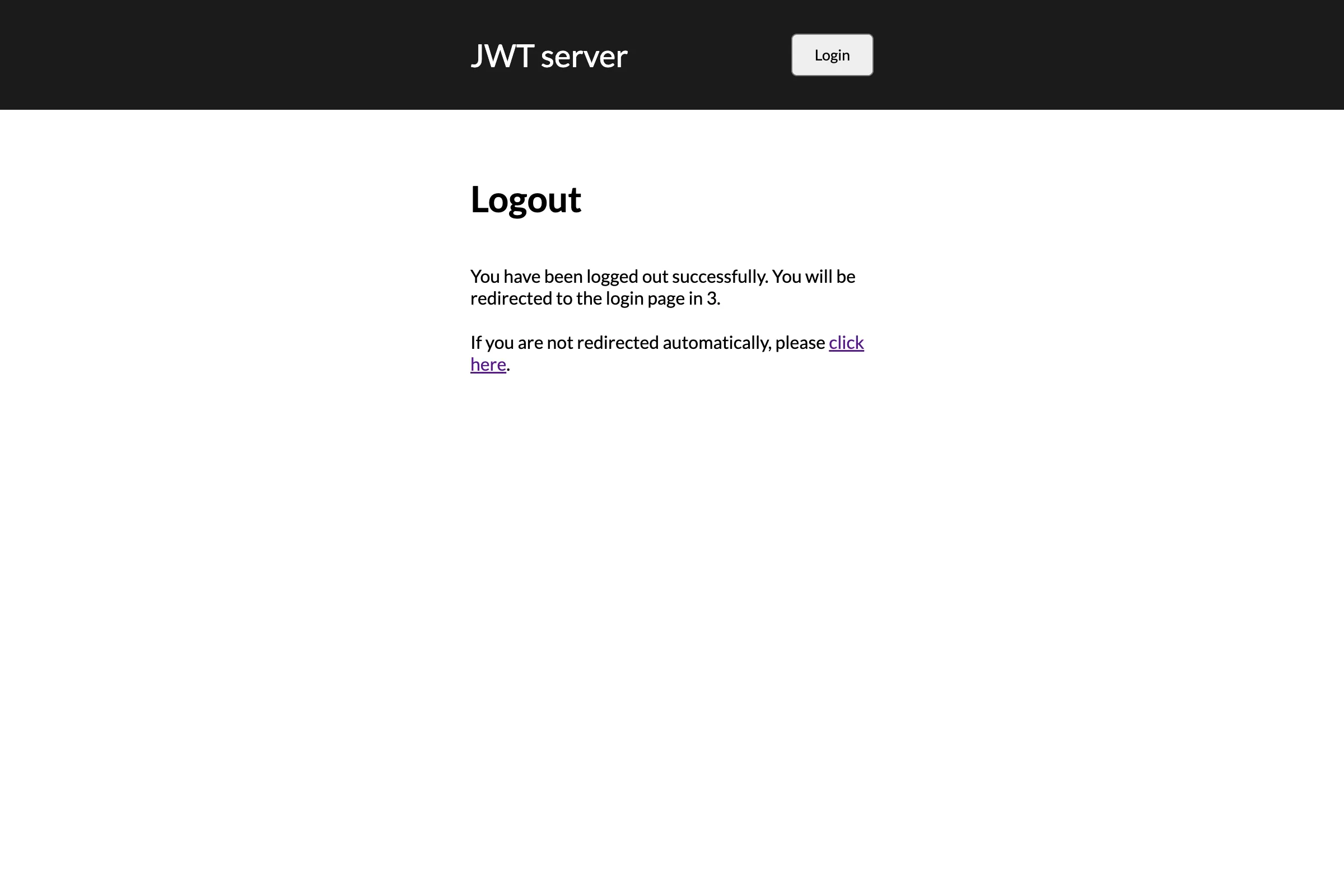 Redirect to login page after successful logout.